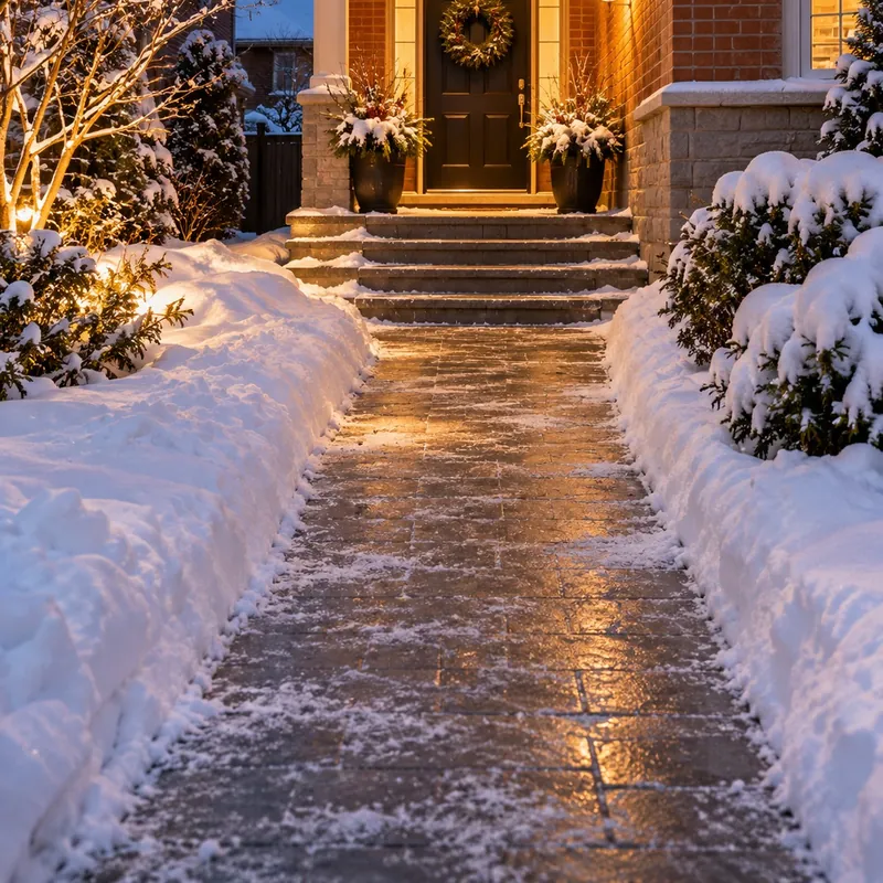 Front steps and walkway cleared of snow