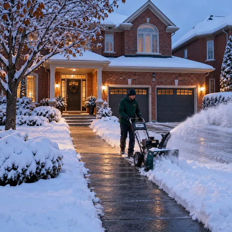 Snow blower clearing the walkway of a GTA home